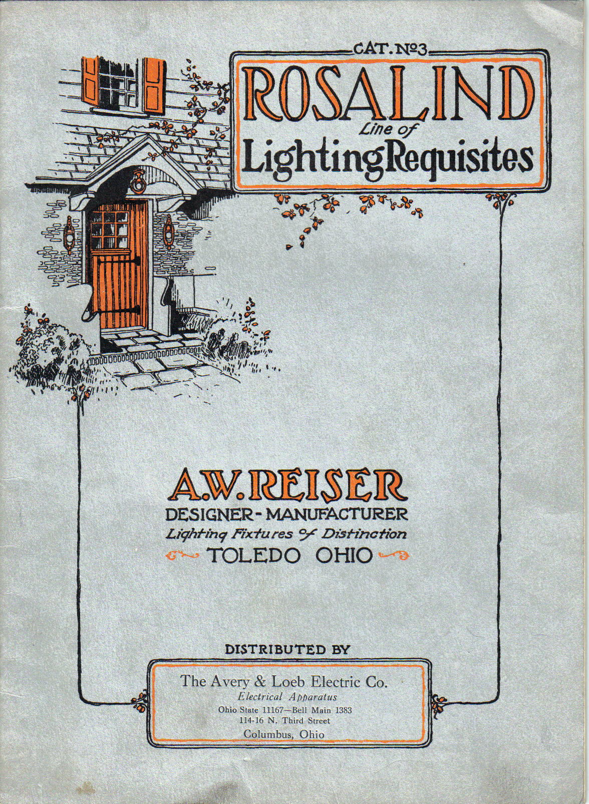 A W Reiser Co. Rosalind Lighting Requisites 33 pages. Antique vintage lighting fixtures.