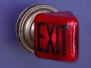 Antique Ruby Red Exit Sign on Vintage Brass Fitter