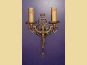 Revival Tudor Style Dbl Candle Wall Fixtures. Priced per pair