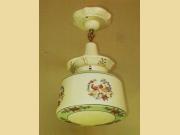 Spanish Revival Pendant Love Birds globe on Yellow Porcelain Fitter 1930s