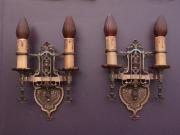 3 pair Vintage Revival Style Bronze Sconces  Original Polychrome Finish