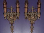 3 Bronze Revival Style Wall Sconces