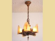 Beautiful 5 light antique ceiling fixture in the Art Deco to Arts & Crafts style
