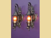 SOLD Pair Storybook Tudor Spanish Revival Vintage Single Bulb Wall Sconces