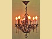 ON HOLD 6 Light Bronze SPECTACULAR Fixture. Vintage 1930s