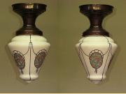 Single Only Custard Glass Teardrop Globes with Chintz Medallians Priced Each