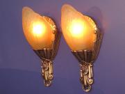 Pair Vintage Lincoln Slip Shade Wall Sconces