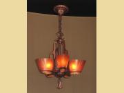 Vintage Slip Shade 5 Light Chandelier c.1930 Made by Virden