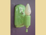 Pair Vintage Green Porcelain Bungalow Wall Sconce Lights